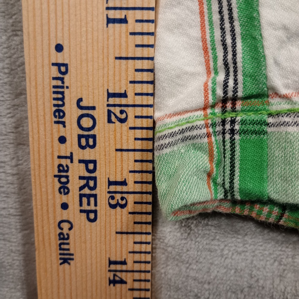 Code Plaid Shorts Mens 38 Green Madras Flat Front Cotton Summer Golf Skater - Picture 9 of 10